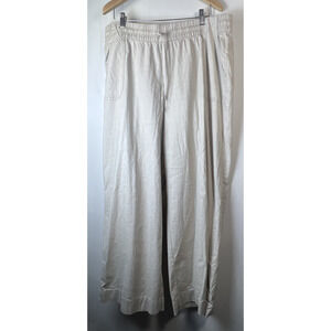 Lane Bryant Wide Leg Linen Blend Pants 18 khaki tan elastic pants $69.95 NWT